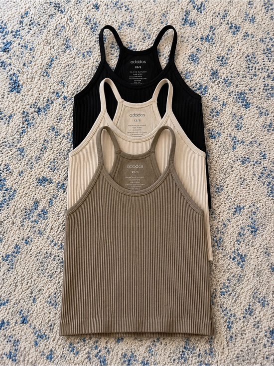 Ododos Tops - adodos Ribbed Tank Top 3-Pack — Black, Cream, Olive